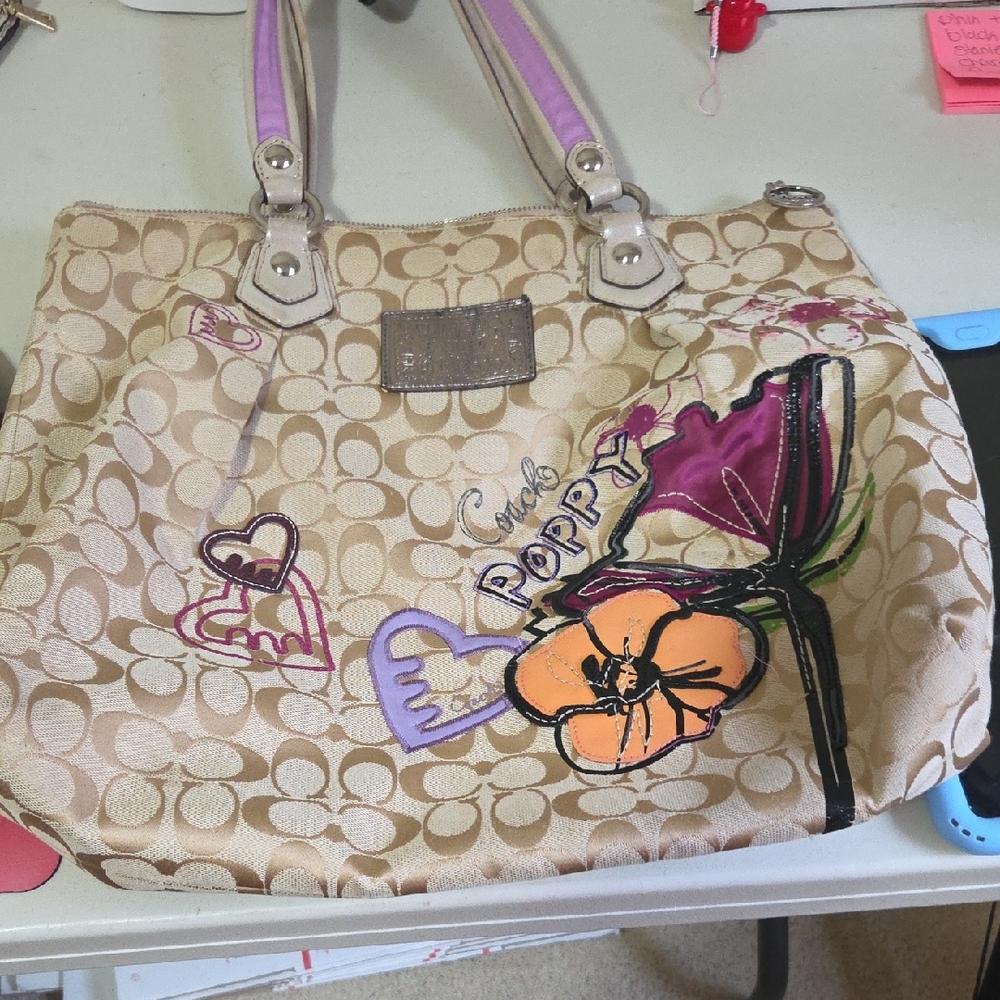 Coach Poppy Shoulder Bag with Floral Design